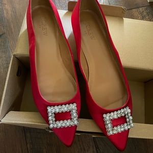 J crew satin crystal flats